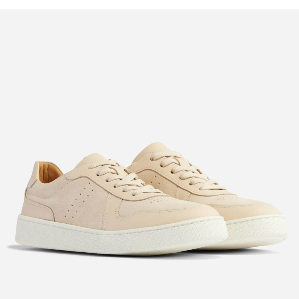 Nisolo Bria Go To Leather Court Sneakers Size 6.5 Bone NEW